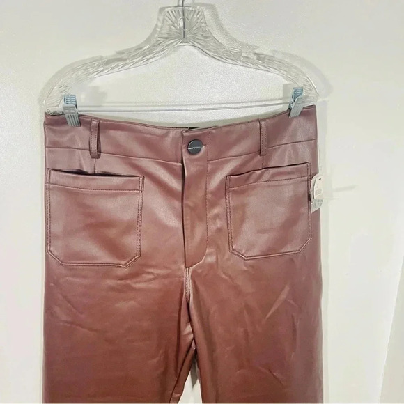 NWT Anthropologie Colette Cropped Vegan Leather Pants Chocolate - Picture 8 of 9